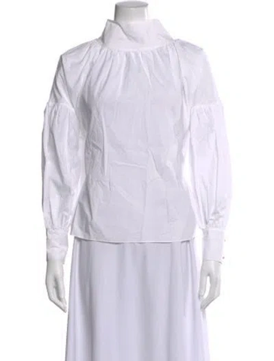 Pre-owned Rodebjer Mock Neck Long Sleeve Blouse In White
