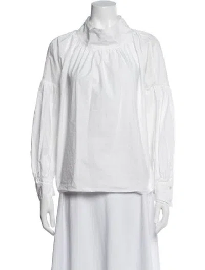 Pre-owned Rodebjer Mock Neck Long Sleeve Blouse In White
