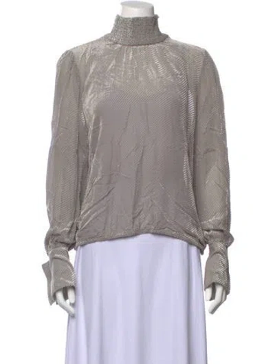 Pre-owned Rodebjer Mock Neck Long Sleeve Top In Grey