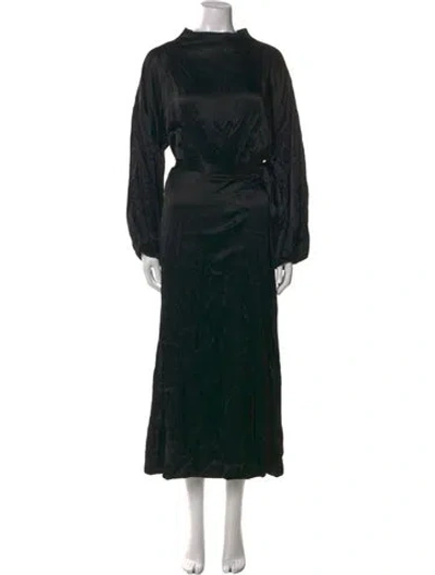 Pre-owned Rodebjer Mock Neck Midi Length Dress In Black