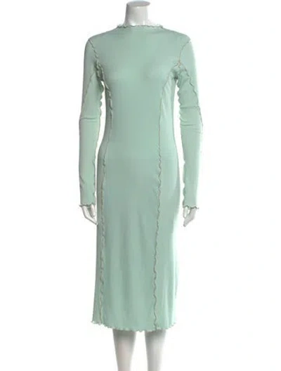 Pre-owned Rodebjer Mock Neck Midi Length Dress In Green