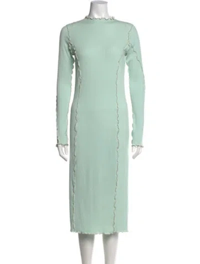 Pre-owned Rodebjer Mock Neck Midi Length Dress In Green