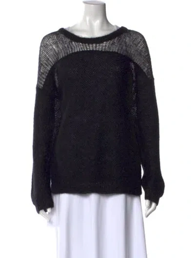 Pre-owned Rodebjer Mohair Scoop Neck Sweater In Black