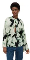 Rodebjer Newton Blurry Top Blurry Flower Green In Blurry Flower Green