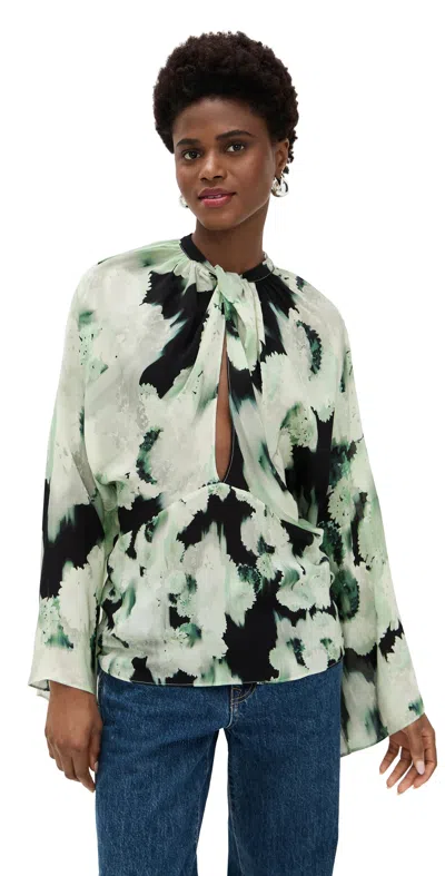 Rodebjer Newton Blurry Top Blurry Flower Green