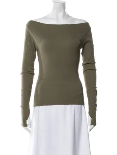 Pre-owned Rodebjer Off-the-shoulder Long Sleeve Top In Green