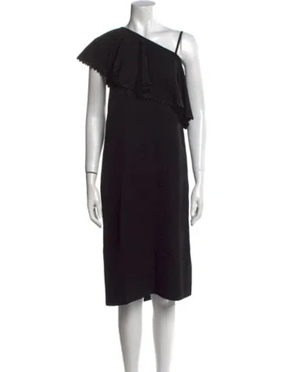 Pre-owned Rodebjer One-shoulder Midi Length Dress In Black