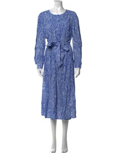 Pre-owned Rodebjer Paisley Print Midi Length Dress In Blue