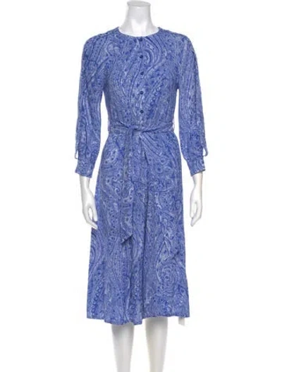 Pre-owned Rodebjer Paisley Print Midi Length Dress In Blue