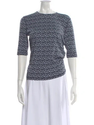 Pre-owned Rodebjer Patterned Crew Neck Top In Blue