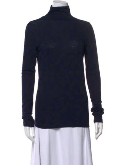 Pre-owned Rodebjer Patterned Turtleneck Top In Blue