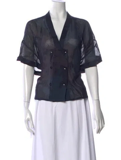 Pre-owned Rodebjer Patterned V-neck Blouse W/ Tags In Blue