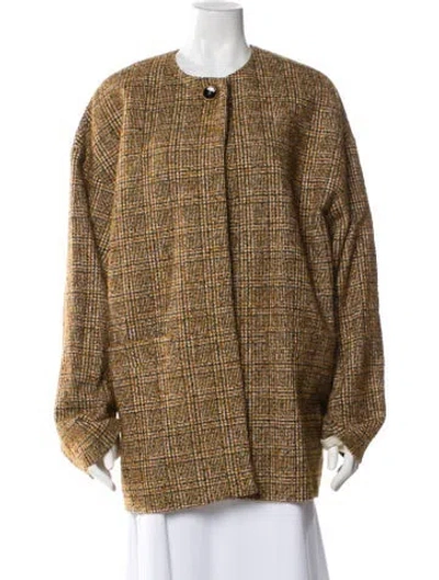 Pre-owned Rodebjer Plaid Print Coat W/ Tags In Brown