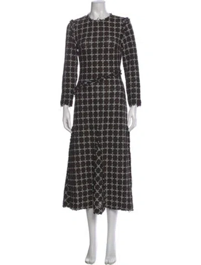 Pre-owned Rodebjer Plaid Print Long Dress In Black