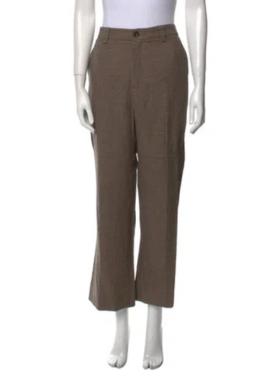 Pre-owned Rodebjer Plaid Print Straight Leg Pants In Brown