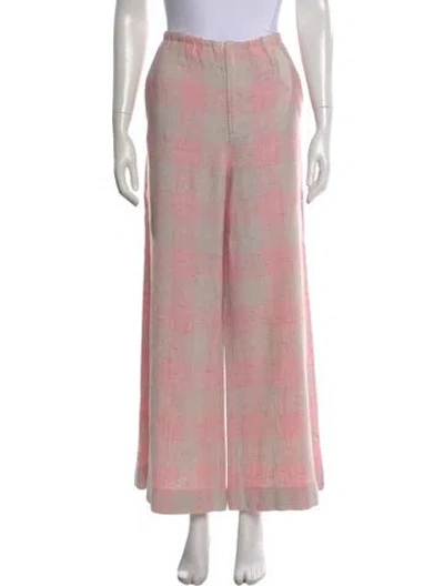 Pre-owned Rodebjer Plaid Print Wide Leg Pants In Pink