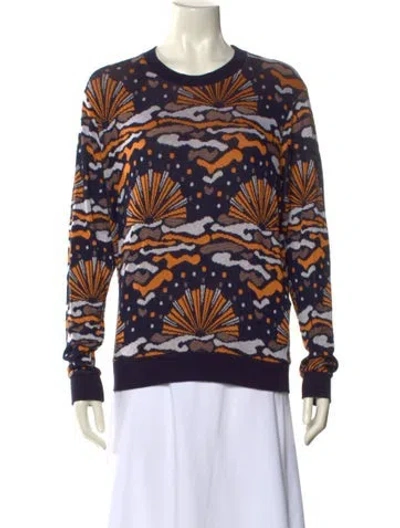 Pre-owned Rodebjer Printed Crew Neck Sweater In Blue