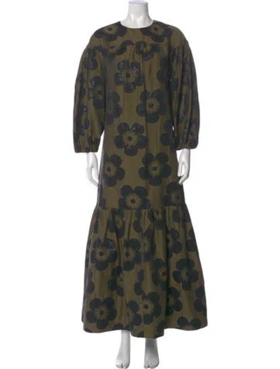 Pre-owned Rodebjer Printed Long Dress In Green