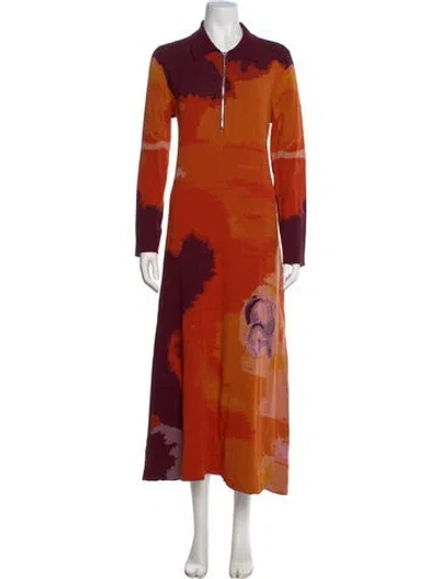 Pre-owned Rodebjer Printed Long Dress In Orange