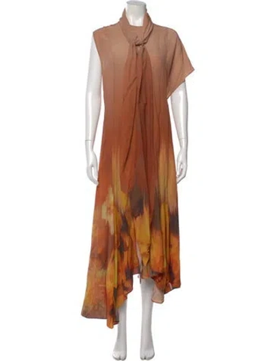 Pre-owned Rodebjer Printed Long Dress W/ Tags In Orange