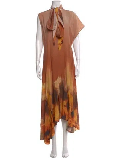 Pre-owned Rodebjer Printed Midi Length Dress W/ Tags In Orange