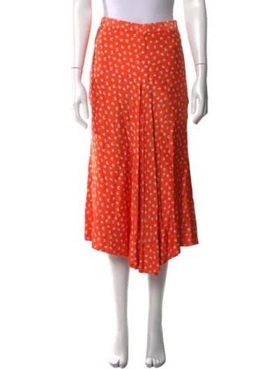 Pre-owned Rodebjer Printed Midi Length Skirt In Orange