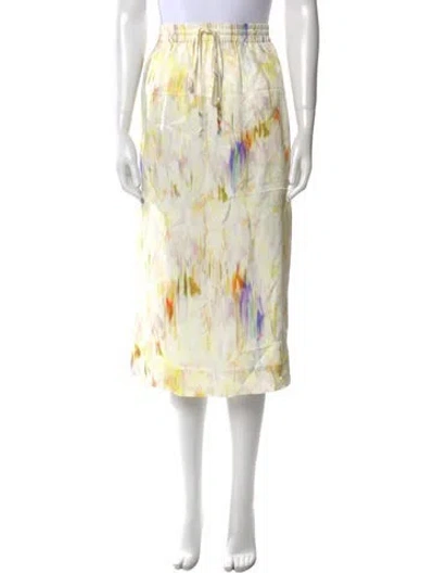 Pre-owned Rodebjer Printed Midi Length Skirt In Yellow