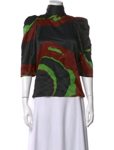 Pre-owned Rodebjer Printed Mock Neck Top In Multicolor