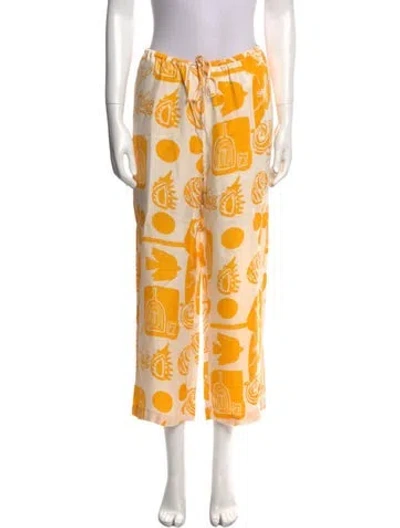 Pre-owned Rodebjer Printed Straight Leg Pants In Yellow