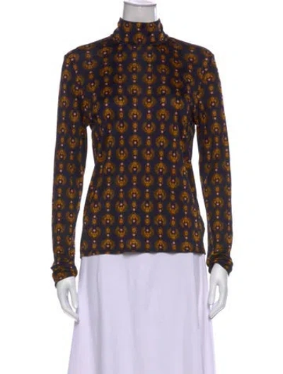 Pre-owned Rodebjer Printed Turtleneck Top In Blue