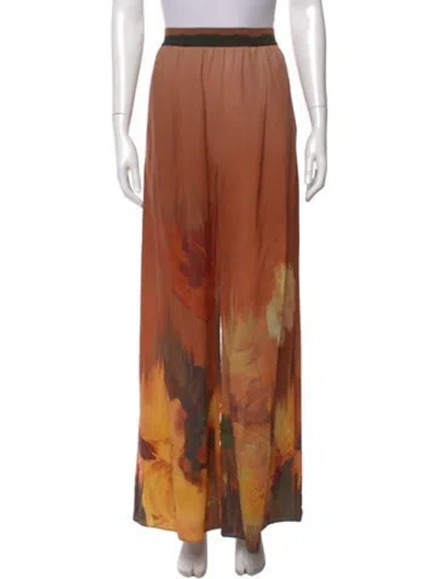 Pre-owned Rodebjer Printed Wide Leg Pants W/ Tags In Brown