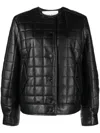 Rodebjer Quilted Leather Bomber Jacket In Black