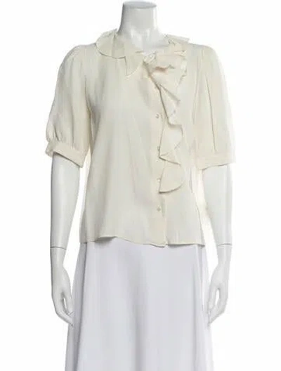 Pre-owned Rodebjer Short Sleeve Blouse In White