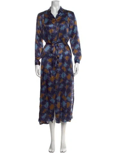 Pre-owned Rodebjer Silk Long Dress In Blue