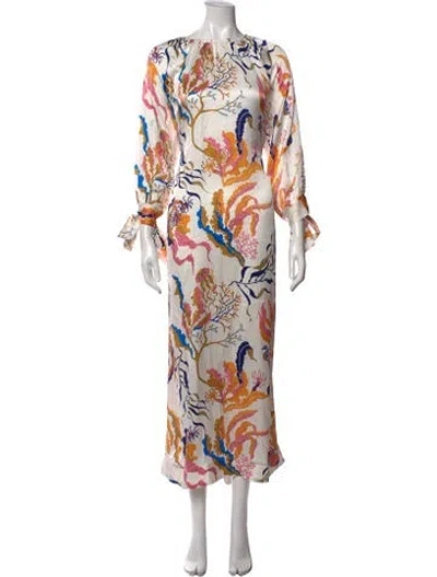 Pre-owned Rodebjer Silk Long Dress In White