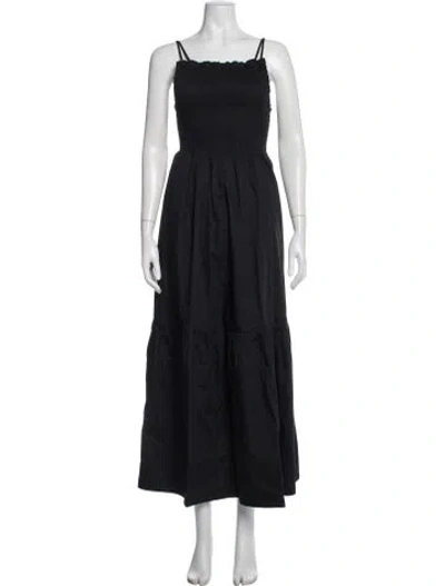 Pre-owned Rodebjer Square Neckline Long Dress In Black
