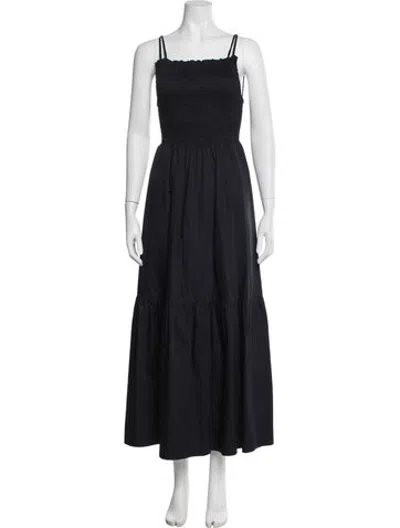 Pre-owned Rodebjer Square Neckline Long Dress In Black