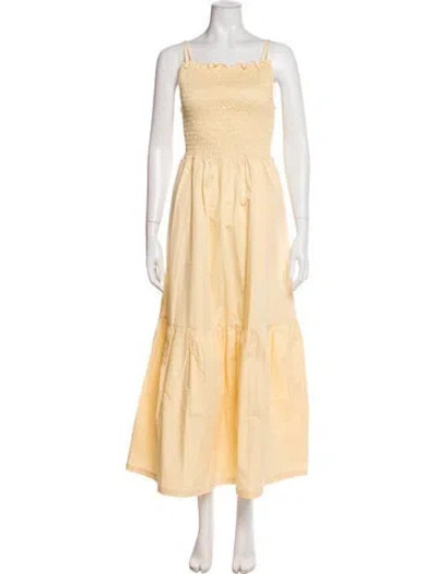 Pre-owned Rodebjer Square Neckline Long Dress In Yellow
