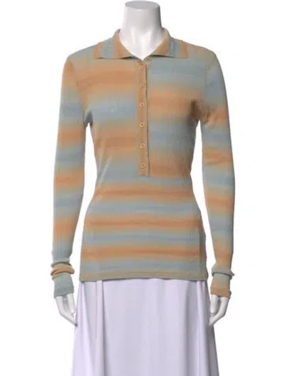 Pre-owned Rodebjer Striped Long Sleeve Polo W/ Tags In Neutrals