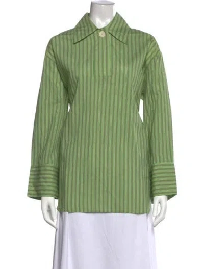 Pre-owned Rodebjer Striped Long Sleeve Top In Green