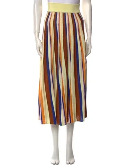 Pre-owned Rodebjer Striped Midi Length Skirt In Yellow
