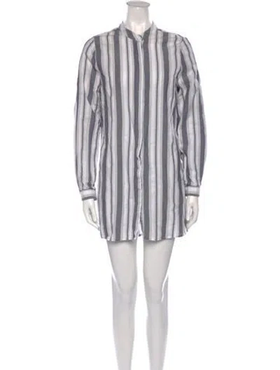 Pre-owned Rodebjer Striped Mini Dress In White