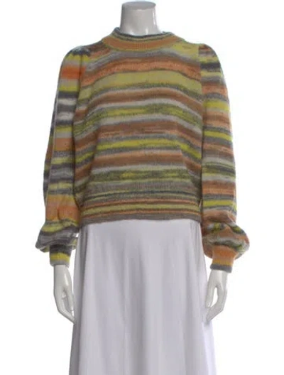 Pre-owned Rodebjer Striped Mock Neck Sweater In Neutral