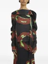 Rodebjer Swirl-print Puff-sleeve Blouse In Black
