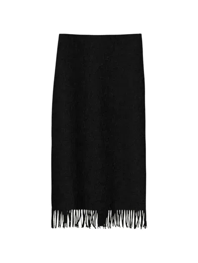 Rodebjer The Blaine Bleistift-midirock Mit Fransen In Black