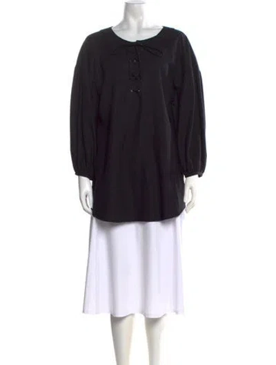 Pre-owned Rodebjer Tie Neck Long Sleeve Blouse In Black