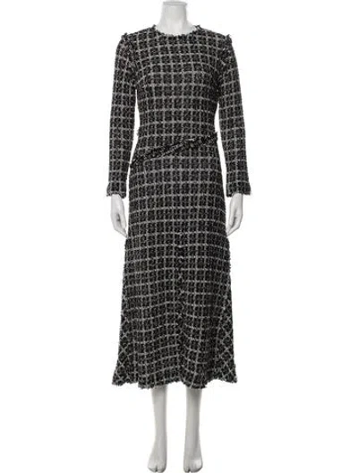 Pre-owned Rodebjer Tweed Pattern Midi Length Dress In Black