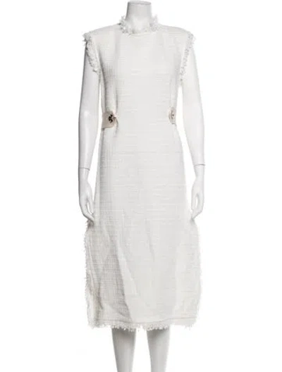 Pre-owned Rodebjer Tweed Pattern Midi Length Dress W/ Tags In White