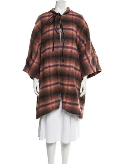 Pre-owned Rodebjer Virgin Wool Plaid Print Coat W/ Tags In Brown