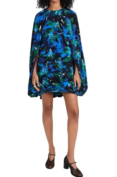 Rodebjer Virginie Floral Dress In Black/cobalt In Multi